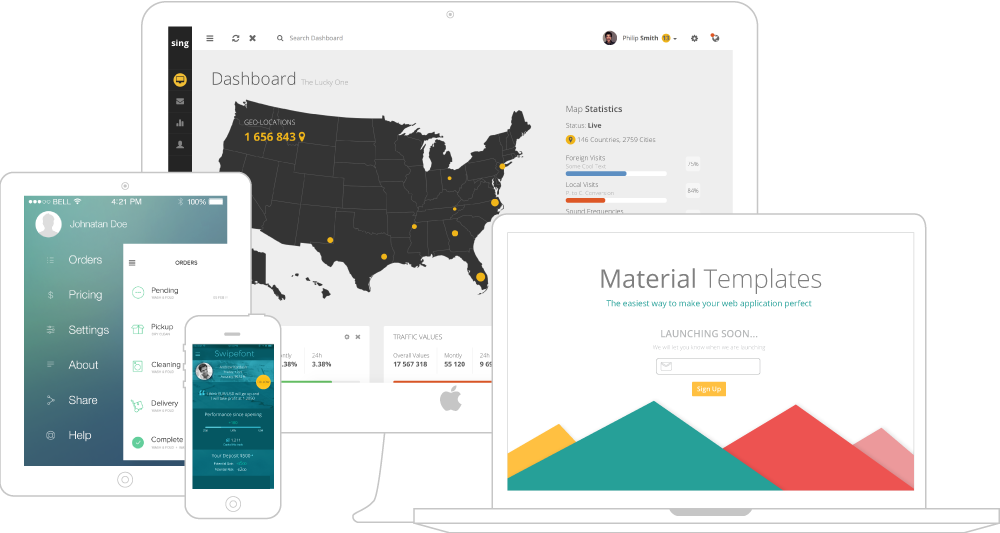 Dashboard-style interface illustration representing technical setup and monitoring