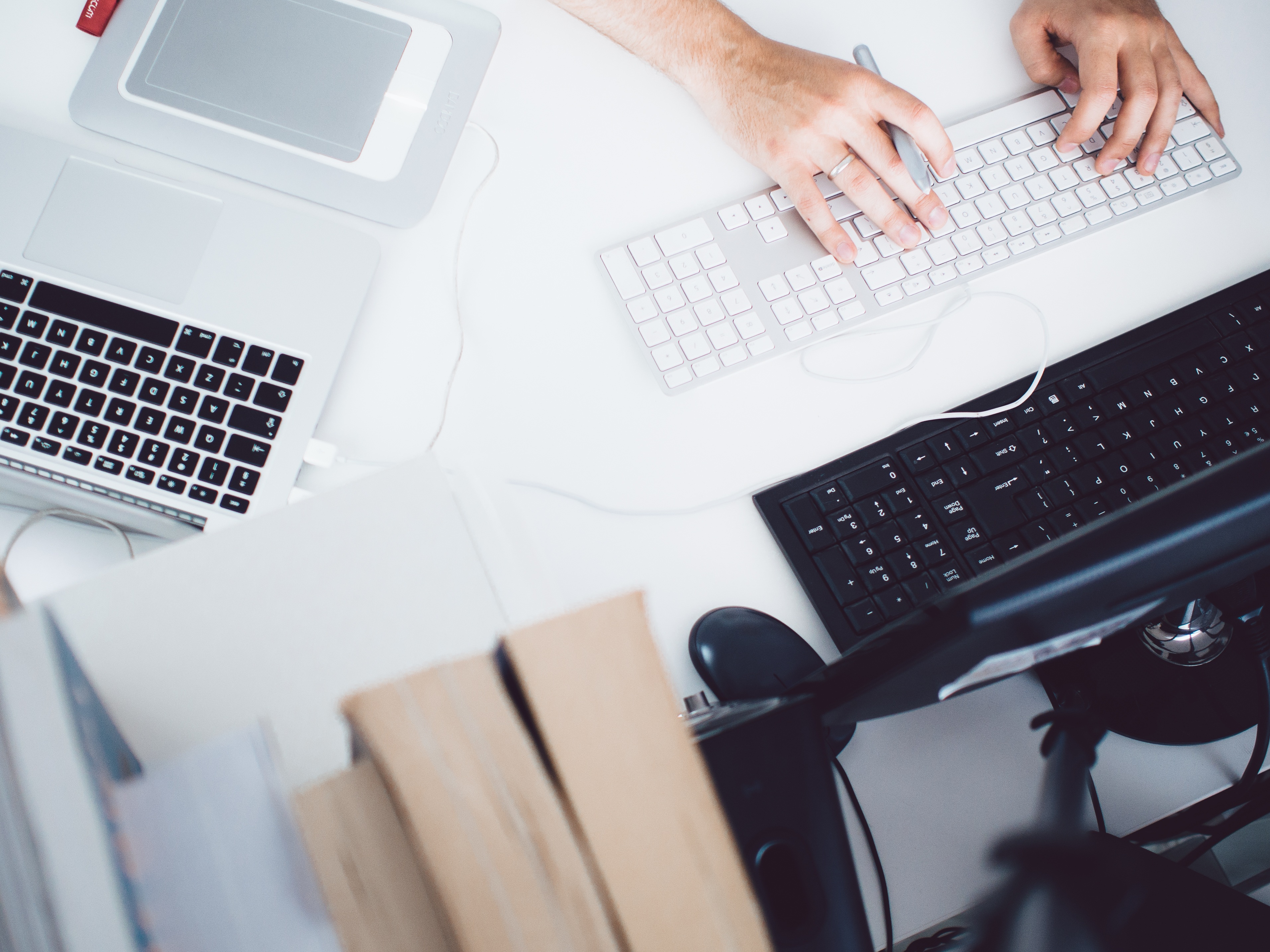 Desk setup used for website planning and production